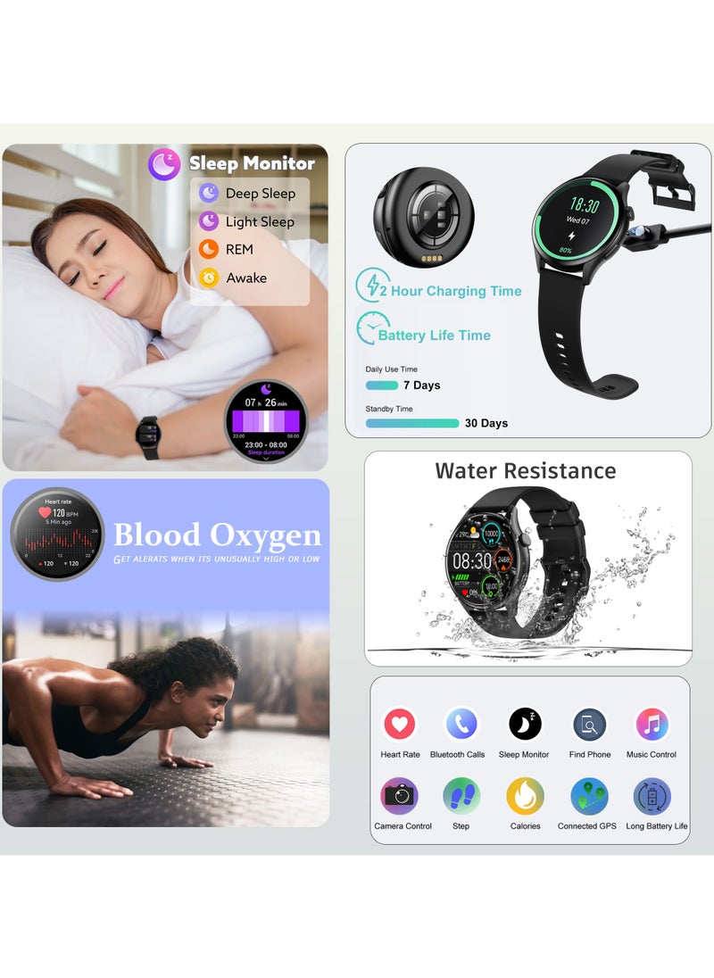 TCH - Smart Watch Men Women Dail/Answer Call Text, Waterproof 5ATM Fitness Tracker Watches, Heart Rate, Calorie, SpO2, BP, Sleep Moniter, GPS, Sport 120+ Modes, Amoled Display 1.43, IOS Android Smartwatch - Image 1