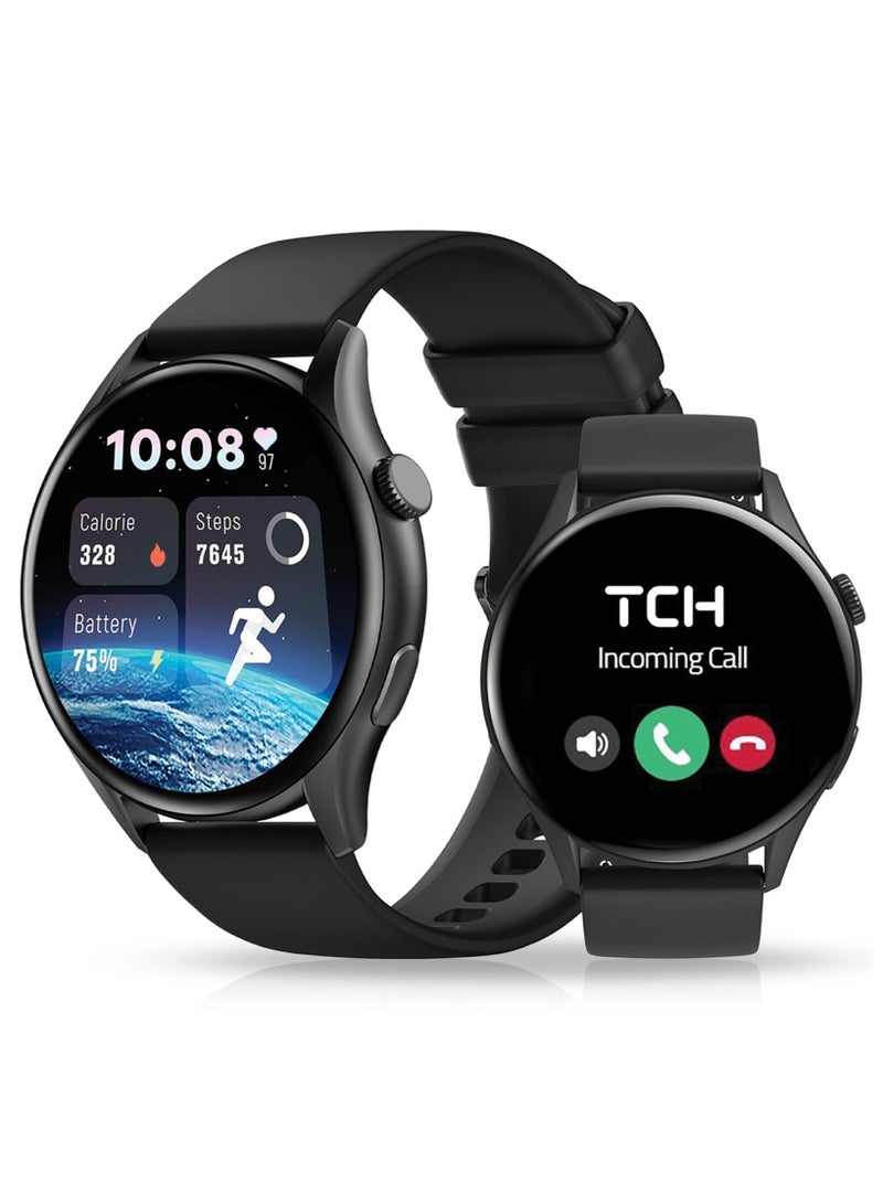 تي سي اج ساعة TCH الذكية Z40 للرجال والنساء، مزودة بخاصية الرد على المكالمات، مقاومة للماء حتى عمق 5 أمتار، مزودة بخاصية تتبع اللياقة البدنية، ومعدل ضربات القلب، والسعرات الحرارية، وضغط الدم، ومستوى النوم، وأكثر من 120 وضعًا رياضيًا، وشاشة AMOLED مقاس 1.43 بوصة، وهي ساعة ذكية تعمل بنظامي Android وIOS - Image 1