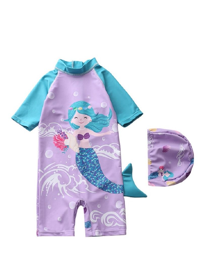 Y&D 2 piece children's swimsuit girl baby one piece surfing suit baby swimming pool girl swimsuit 110-120 cm - Image 1