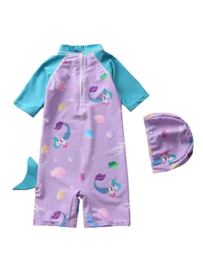 Y&D 2 piece children's swimsuit girl baby one piece surfing suit baby swimming pool girl swimsuit 110-120 cm - Image 2