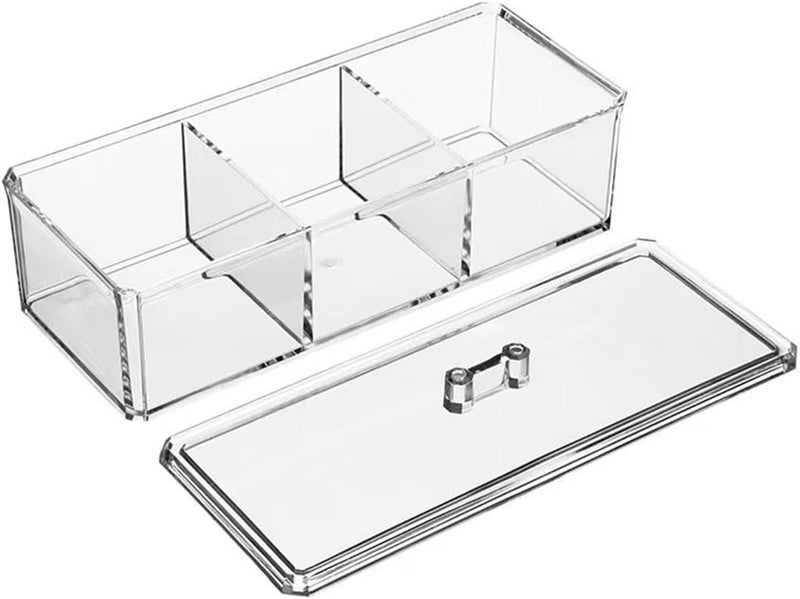 JanFeel Tea Bag Storage Box, Clear Acrylic Tea Bag Container 3 Compartments Stackable Tea Sachets Holder Easy to Access Teabag Organizer - Image 1