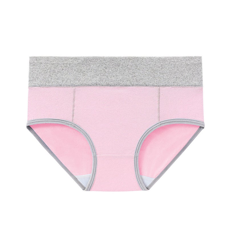 Strict Selection Of Fattening Plus Size Color Matching Black Cotton Mid-Waist Briefs Hip Panties Ladies Waist - Image 1