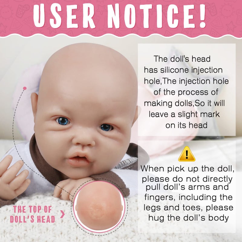 Vollence 17 Inch Full Silicone Baby Doll That Looks Real - Not Vinyl Material, Reborn Lifelike Girl - Image 2