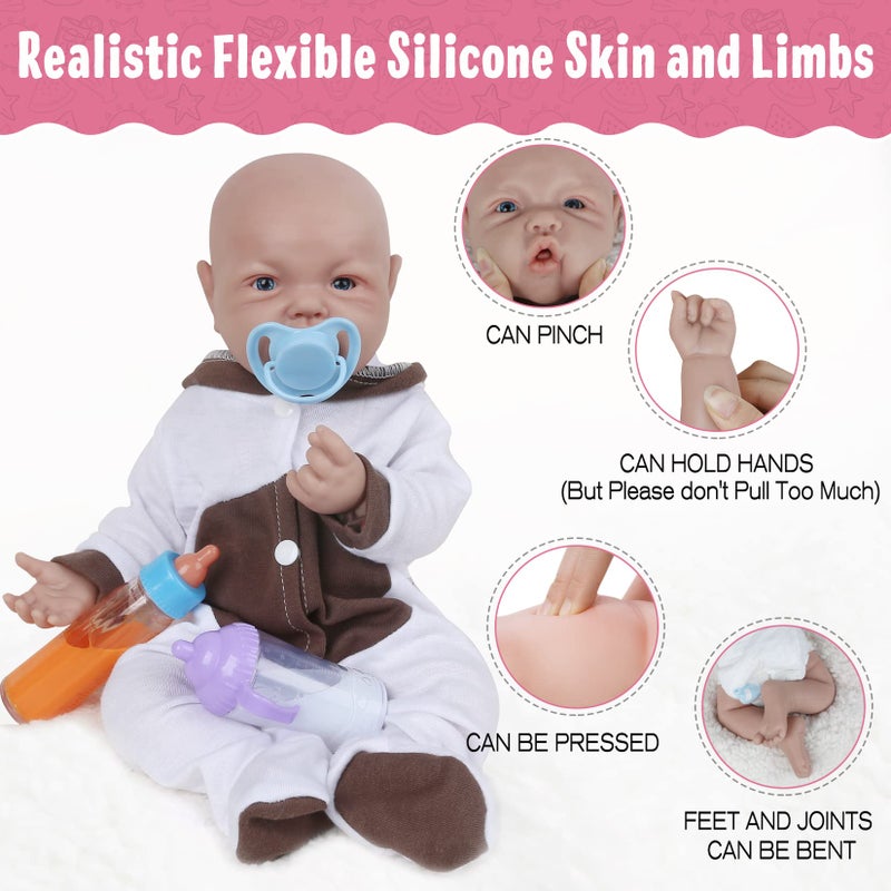 Vollence 17 Inch Full Silicone Baby Doll That Looks Real - Not Vinyl Material, Reborn Lifelike Girl - Image 4