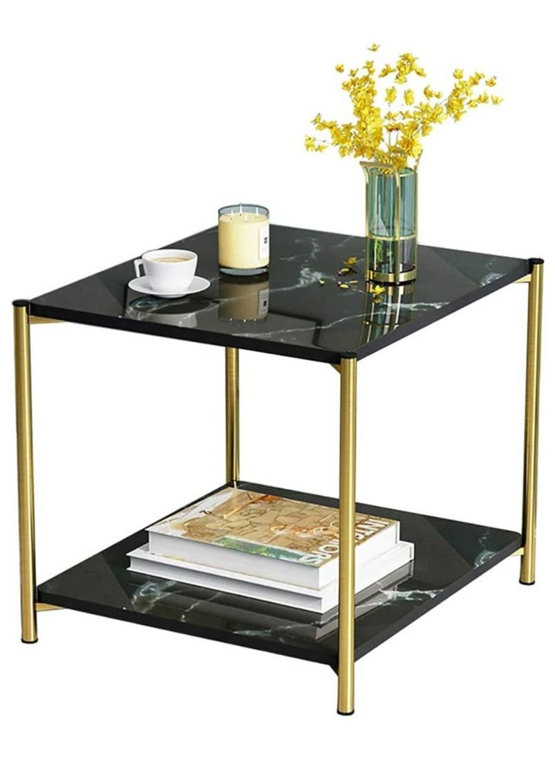 DubaiGallery Square Tea Table Living Room Coffee Tables Marble Texture Wooden Combination Furniture Durable Table - Image 1