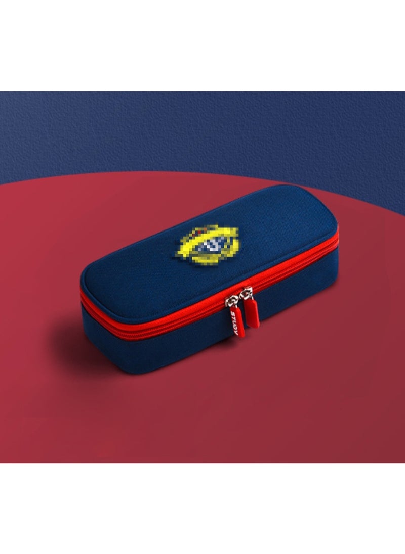 Generic Large Capacity Waterproof Oxford Pencil Case – Holds 70 Pens, 3-Layer Storage with Dual Zipper Design & Silicone Zipper Pull (Navy Blue)  - Image 3