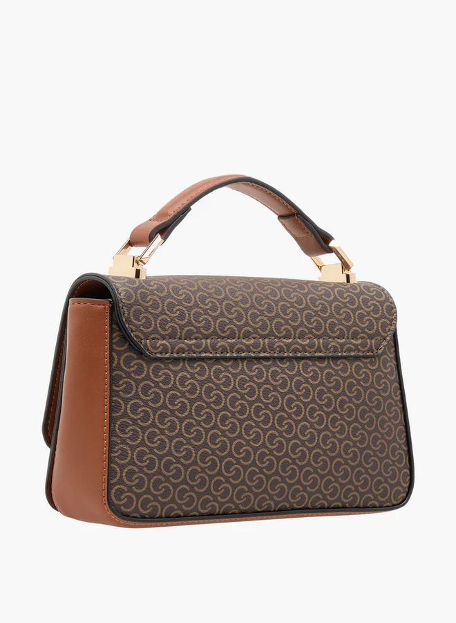 Celeste Women's Monogram Print Crossbody Bag with Chain Strap and Flap Closure
