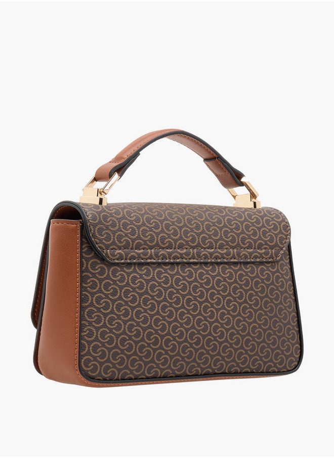 Celeste Women's Monogram Print Crossbody Bag with Chain Strap and Flap Closure  - Image 3