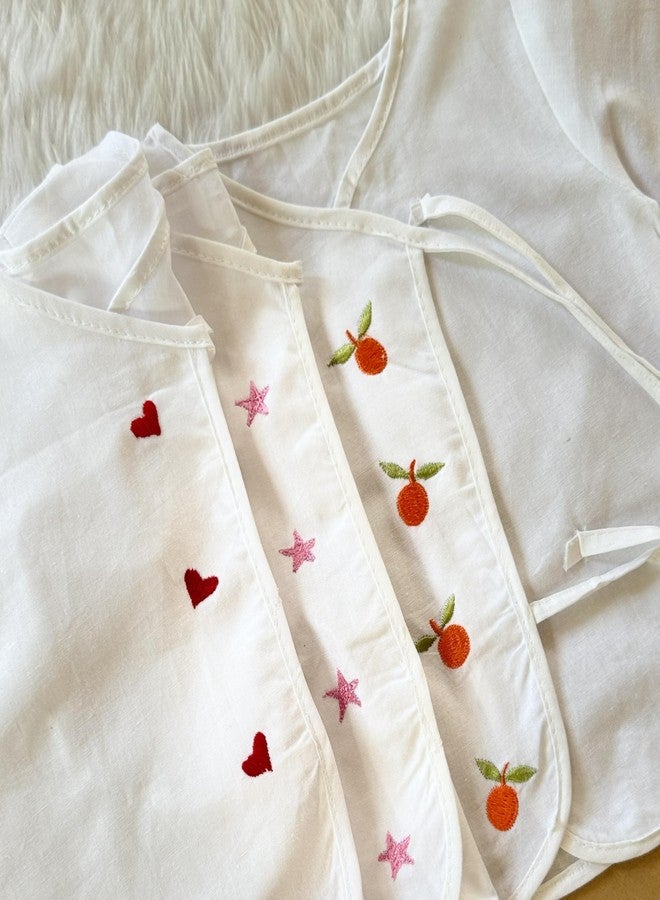 Picksparrow Unisex-Baby Pure Cotton Embroidered Newborn Baby Clothes/Jhablas/Vests (Full Sleeve, Set of 3) (in, Age, 0 Months, 3 Months, Regular, Pink) - Image 2
