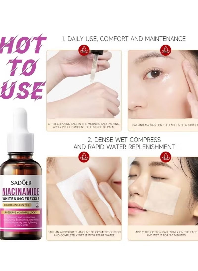 SADOER Niacinamide Brightening Essence Whitens and Removes Spots, Improves Skin Tone 30ml - Image 3