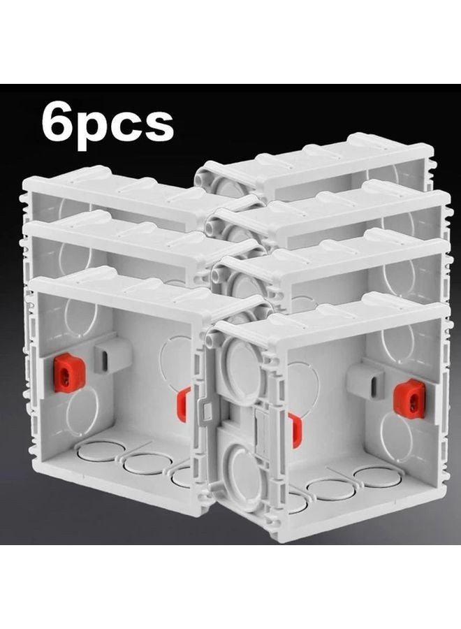 6 قطع صندوق كهرباء أبيض من نوع 86 مقاوم للحريق من البولي فينيل كلوريد للمفاتيح والمقابس - Image 1