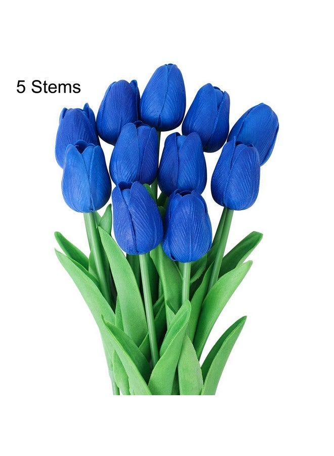 TIED RIBBONS Artificial Tulip Flowers Bunch For Vase (Set Of 5, Blue) Home Decoration Living Room Bedroom Table Top Decorative Items Silk  - Image 2