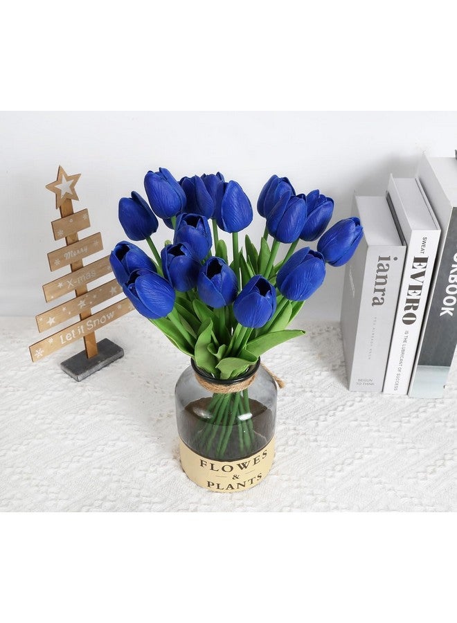 TIED RIBBONS Artificial Tulip Flowers Bunch For Vase (Set Of 5, Blue) Home Decoration Living Room Bedroom Table Top Decorative Items Silk  - Image 3