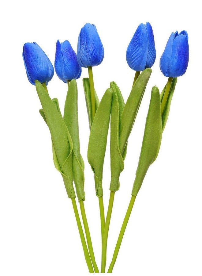 TIED RIBBONS Artificial Tulip Flowers Bunch For Vase (Set Of 5, Blue) Home Decoration Living Room Bedroom Table Top Decorative Items Silk  - Image 5