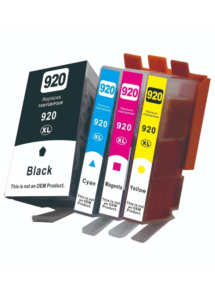HP 920 920XL Ink Cartridges Replacement for HP Printers Officejet 6500 6500A 6000 7000 7500 7500A E709 (Black,Cyan,Magenta,Yellow,4-Pack) 