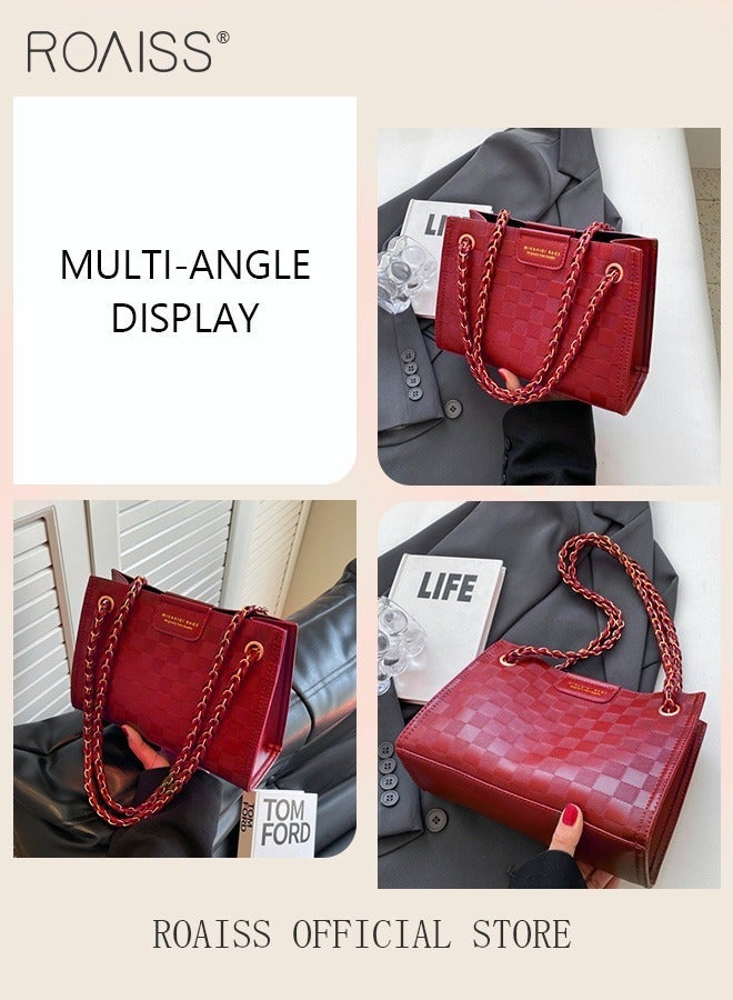 roaiss Women Grid Pattern Shoulder Bag Versatile Crossbody Bag with Fashionable and High Quality Design Minimalist Tote Bag for Everyday Use - Image 5