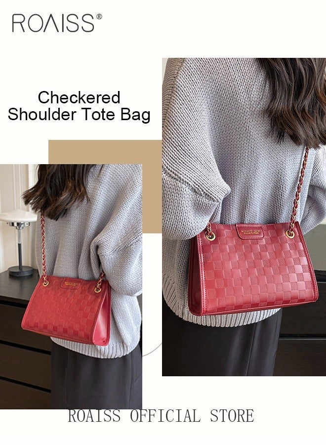 roaiss Women Grid Pattern Shoulder Bag Versatile Crossbody Bag with Fashionable and High Quality Design Minimalist Tote Bag for Everyday Use - Image 4