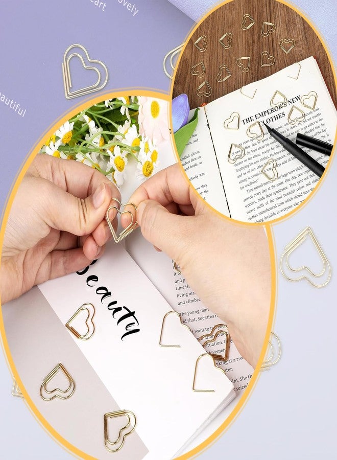 Adullpony Cute Metal Heart Paper Clips: Love Shape Gold Binder Paperclips Mini Bookmark 100Pcs Document Note Sorting Organizer for Wedding Decorative Office Supplies - Image 5