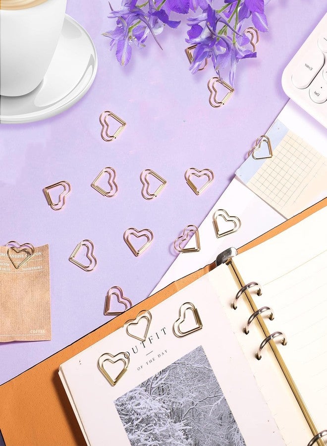 Adullpony Cute Metal Heart Paper Clips: Love Shape Gold Binder Paperclips Mini Bookmark 100Pcs Document Note Sorting Organizer for Wedding Decorative Office Supplies - Image 4
