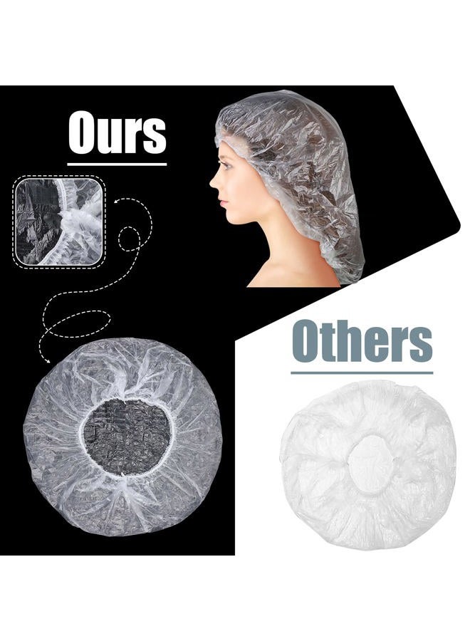 Satinior 50 Pieces Lengthen Disposable Shower Caps Waterproof Clear Elastic Bath Hair Caps for Women Big, Thick, Long Hair, Locs, Braids, for Portable Travel, Spa, Home Use, Hotel, Salon, Individually Wrapped - Image 4