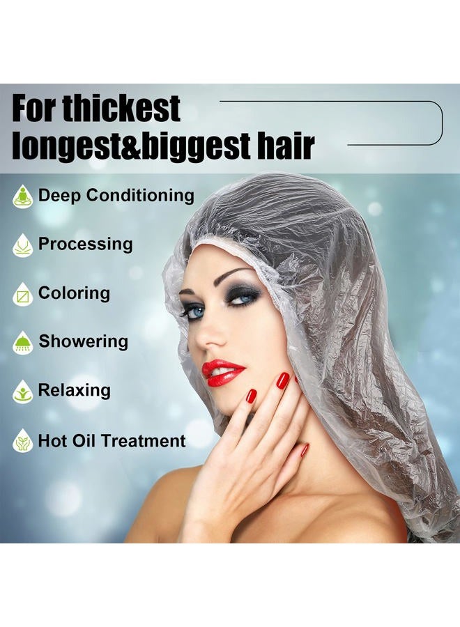 Satinior 50 Pieces Lengthen Disposable Shower Caps Waterproof Clear Elastic Bath Hair Caps for Women Big, Thick, Long Hair, Locs, Braids, for Portable Travel, Spa, Home Use, Hotel, Salon, Individually Wrapped - Image 5