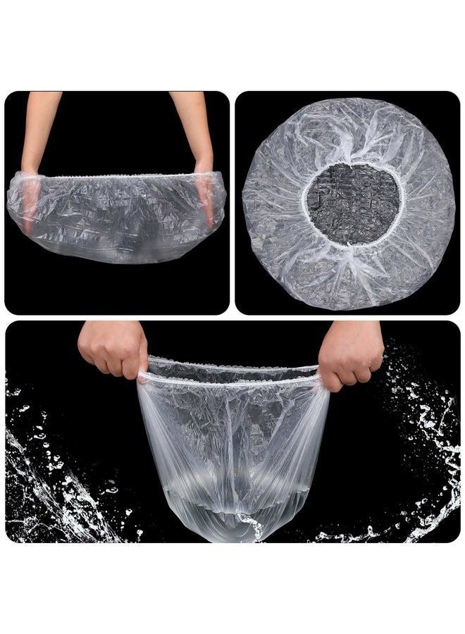 Satinior 50 Pieces Lengthen Disposable Shower Caps Waterproof Clear Elastic Bath Hair Caps for Women Big, Thick, Long Hair, Locs, Braids, for Portable Travel, Spa, Home Use, Hotel, Salon, Individually Wrapped - Image 3
