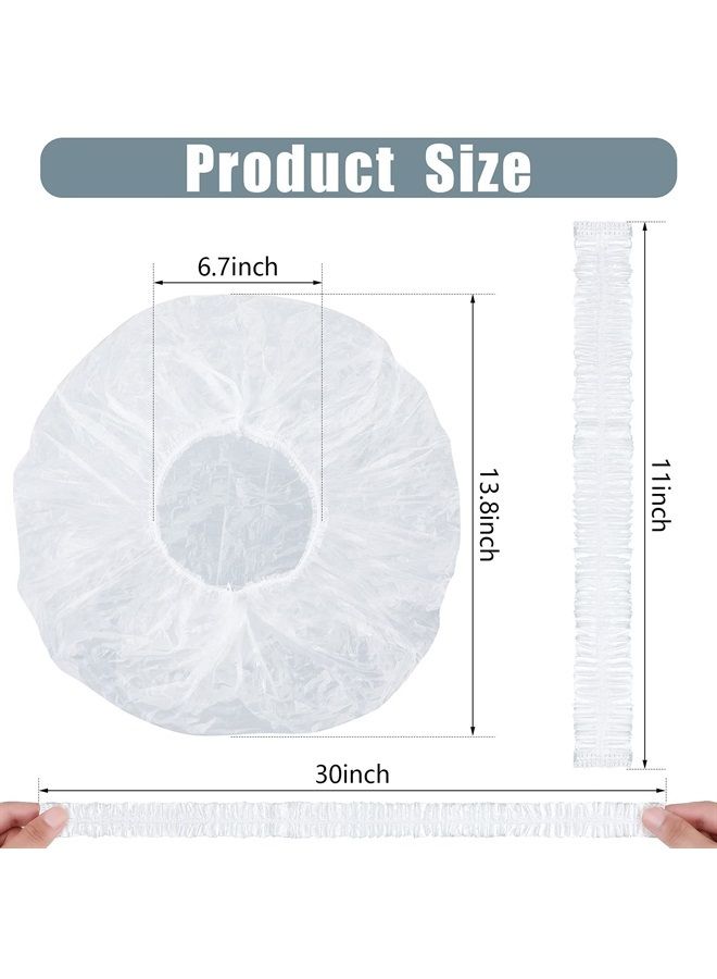 Satinior 50 Pieces Lengthen Disposable Shower Caps Waterproof Clear Elastic Bath Hair Caps for Women Big, Thick, Long Hair, Locs, Braids, for Portable Travel, Spa, Home Use, Hotel, Salon, Individually Wrapped - Image 2