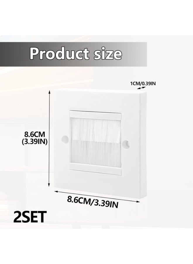 Brush Plates for Cable Management, Standard Single Gang Wall Entry Cover with Dust-Sealing Bristles (2 Pack, White) - Image 2