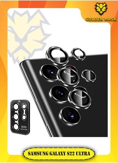 GOLDEN MASK GOLDEN MASK For Samsung Galaxy S22 Ultra Thin Camera Lens 9H Tempered Glass with Aluminum Edge (Black, Pack of 3+2)  - Image 1