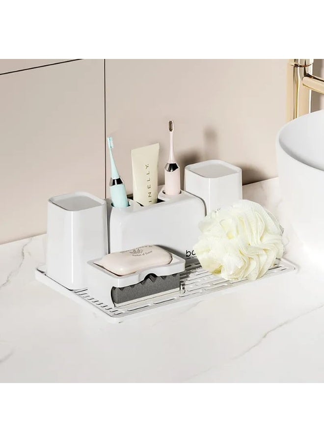 Bathroom Accessory Set for Toothbrushes Soap and Sponge Modern Countertop Organizer