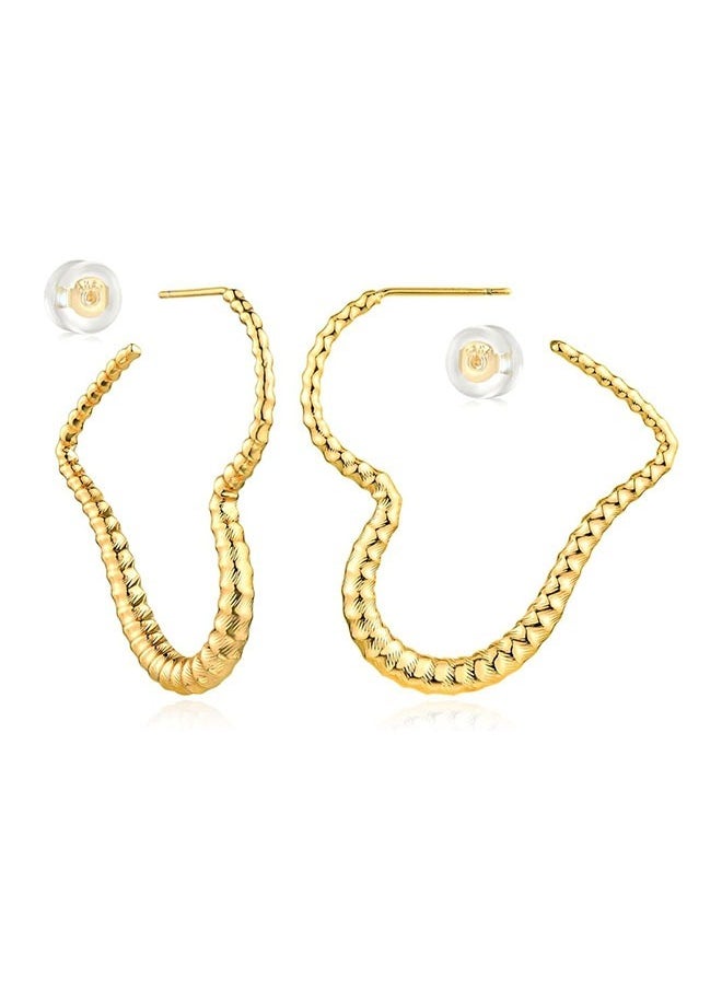 Mevecco - Women Hoop Earrings Gold Open C Shape 14K Gold Filled Small Simple Handmade Hypoallergenic Everyday Illusion Jewelry - Image 1