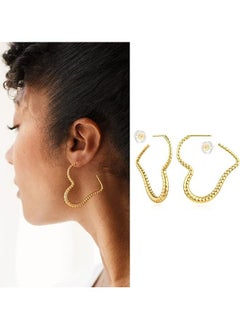 Mevecco Women Hoop Earrings Gold Open C Shape 14K Gold Filled Small Simple Handmade Hypoallergenic Everyday Illusion Jewelry  - Image 3