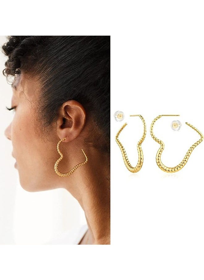 Mevecco - Women Hoop Earrings Gold Open C Shape 14K Gold Filled Small Simple Handmade Hypoallergenic Everyday Illusion Jewelry - Image 1