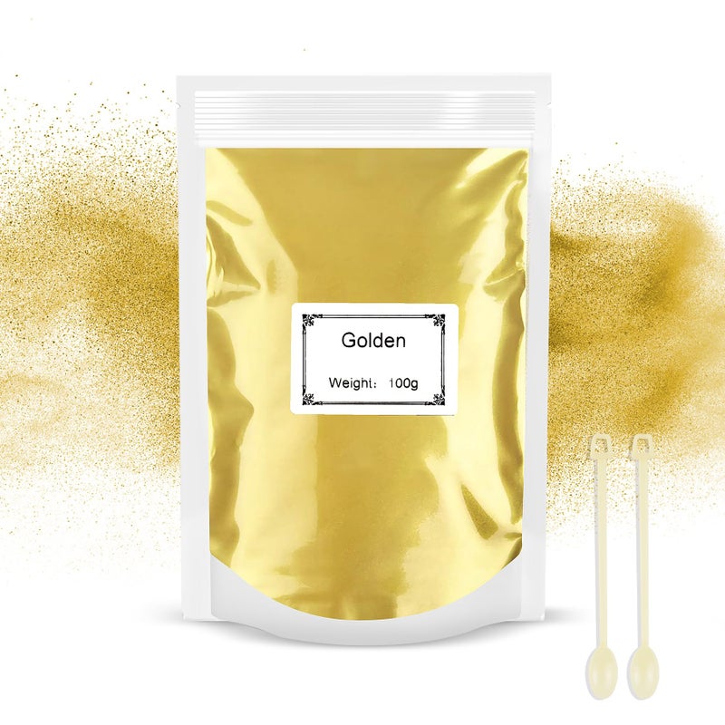 100g Mica Powder - Metallic Epoxy Resin Pigment - Soap Dye, Powder for Resin Making, Jewellery, Slime, Bombs, Bath, Candles (Gold)