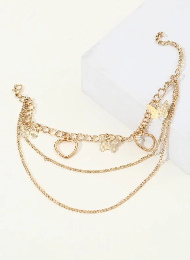 Take Two  Heart and Butterfly Detail Layered Anklet for Women | Best Price UAE
