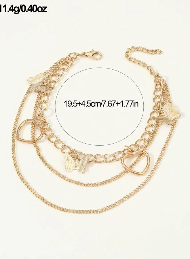Take Two  Heart and Butterfly Detail Layered Anklet for Women | Best Price UAE