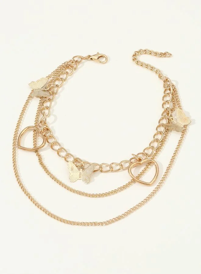 Take Two  Heart and Butterfly Detail Layered Anklet for Women | Best Price UAE