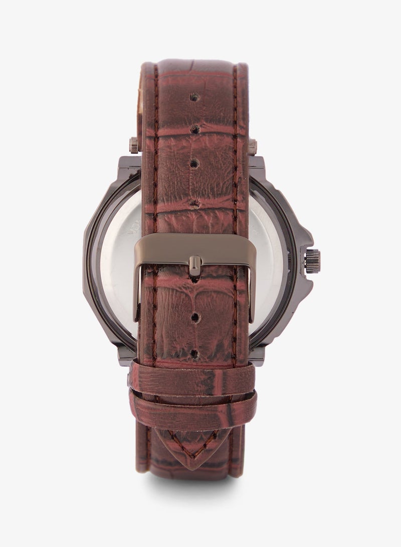 روبرت وود ساعة يد جلد بتصميم جلد التمساح - Image 3