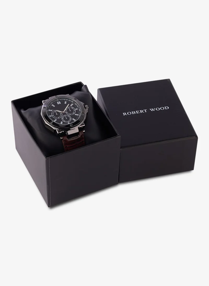 Robert Wood Croc Emboss Strap Analogue Watch