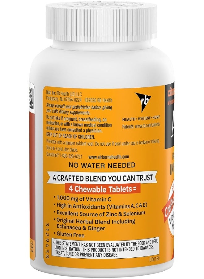 Airborne - 1000Mg Chewable Tablets With Zinc, Immune Support Supplement With Powerful Antioxidants Vitamins A C & E - 96 Tablets, Citrus Flavor - Image 1