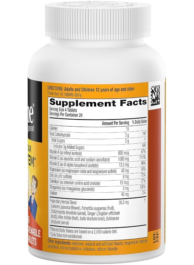 Airborne - 1000Mg Chewable Tablets With Zinc, Immune Support Supplement With Powerful Antioxidants Vitamins A C & E - 96 Tablets, Citrus Flavor - Image 1