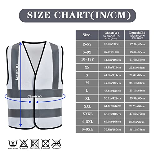 AYKRM white reflective vest for men (XS-8XL) (Large, White) - Image 2