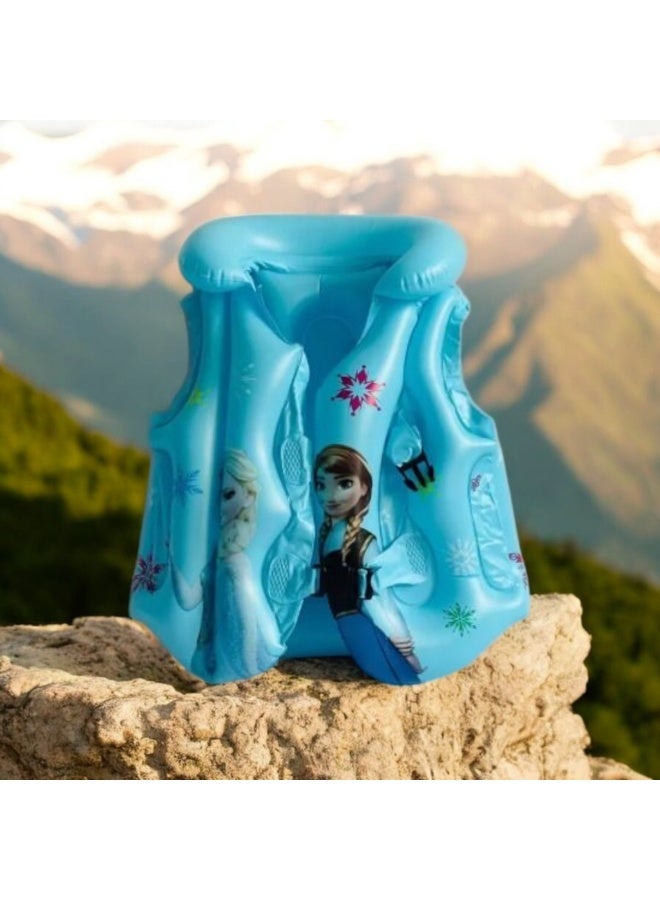 Elsa Frozen-Inspired Kids Inflatable Life Jacket – Elsa & Anna Safety Vest for Ages 3-5  SIZE 16– Pool, Beach, & Boating Gear - Image 1