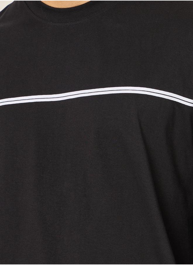 Styli Styli Front Tape Compact Cotton Jersey Boxy T-Shirt  - Image 3