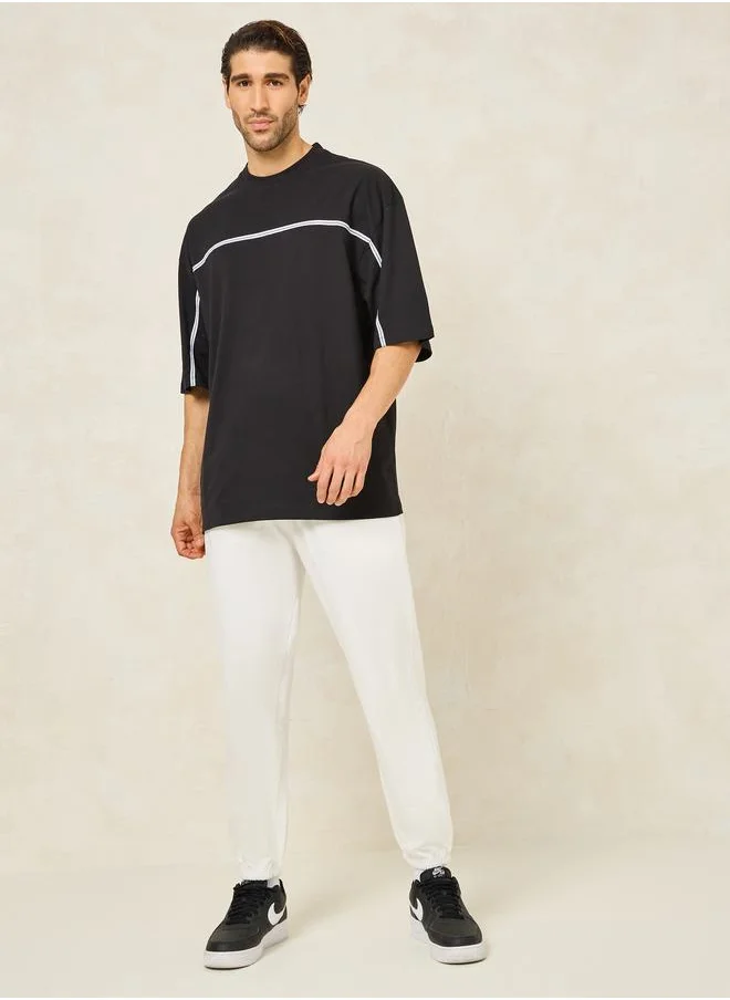 ستايلي Front Tape Compact Cotton Jersey Boxy T-Shirt