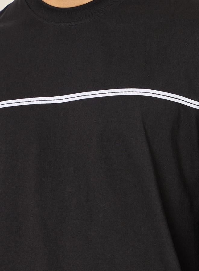 Styli Front Tape Compact Cotton Jersey Boxy T-Shirt - Image 3