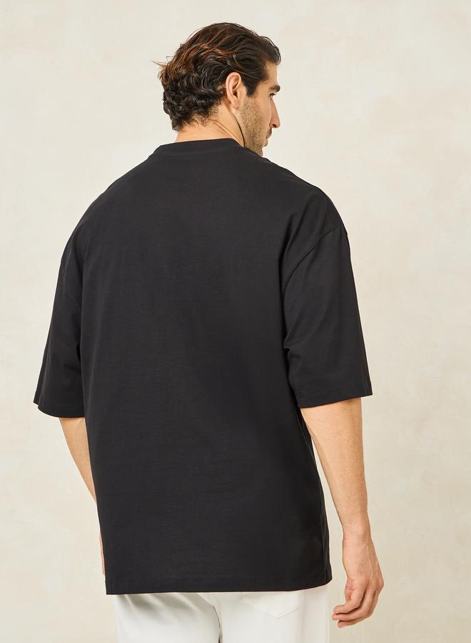 Styli Front Tape Compact Cotton Jersey Boxy T-Shirt - Image 4