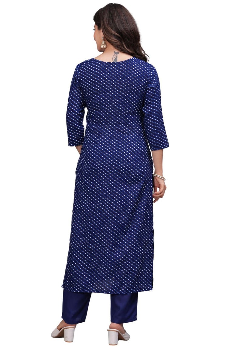 rytras Women's Embroidered Straight Kurta Set with Palazzo Pants & Dupatta- Ethnic Wear, Blue(RYT608-New,M) - Image 2