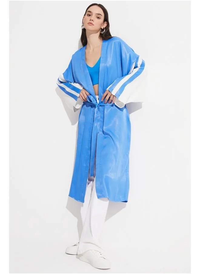 JUNE June Women Exclusive 100% Viscose Printed Woven Kimono&Caftan Blue