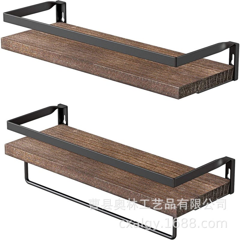 Wooden Floating Wall Rack – Multipurpose 2-Layer Storage Shelf for Bathroom and Kitchen - Image 2